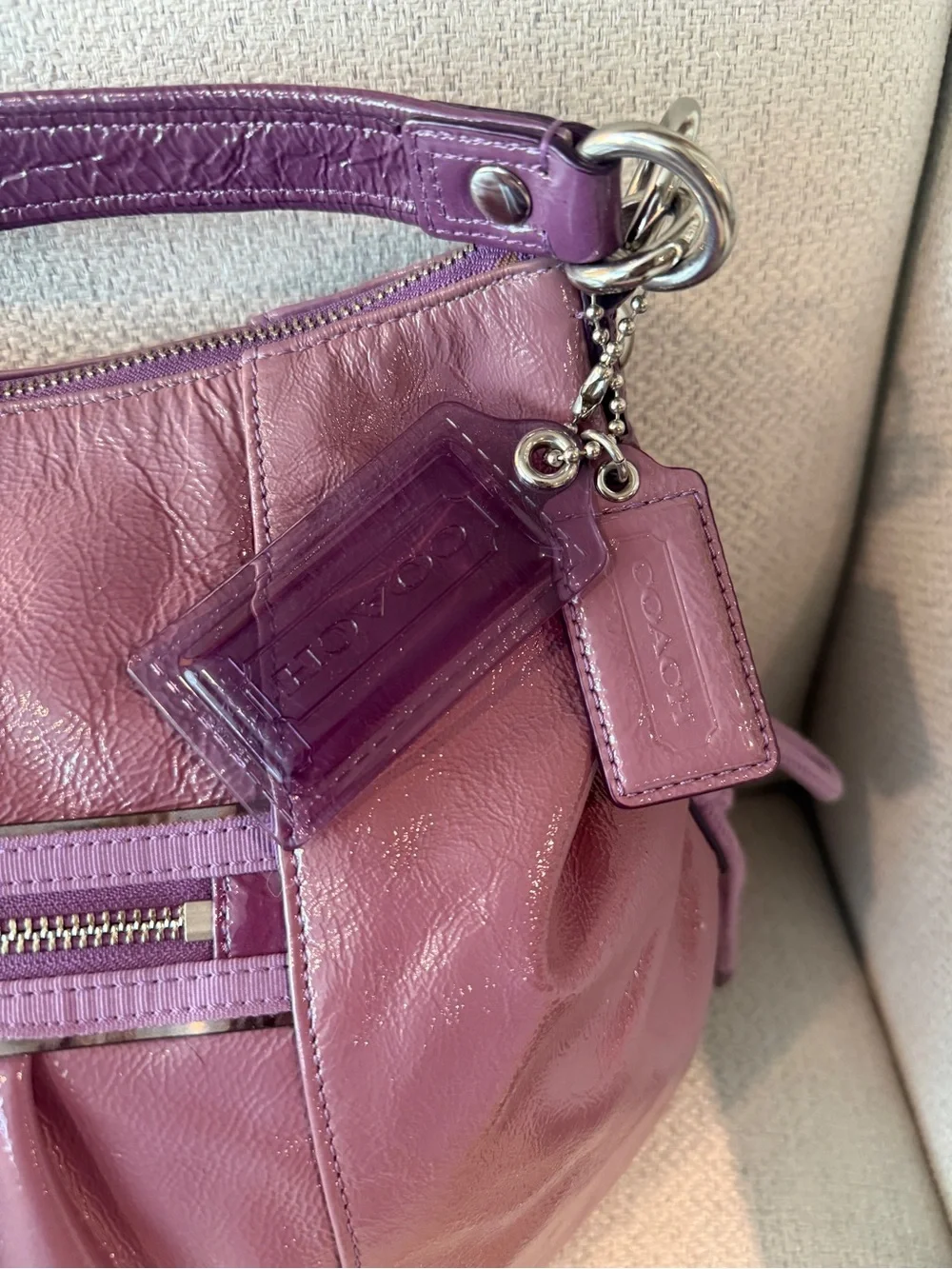 Coach Leather Hobo Bag - Plum Purple